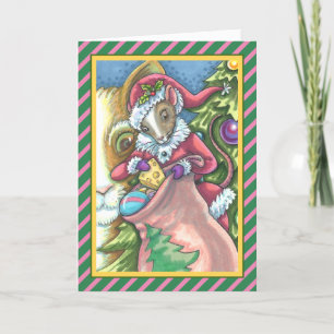 TARJETA FESTIVA MOUSE SANTA TRAE BUENOS REGALOS DE NAVIDADES DE GA