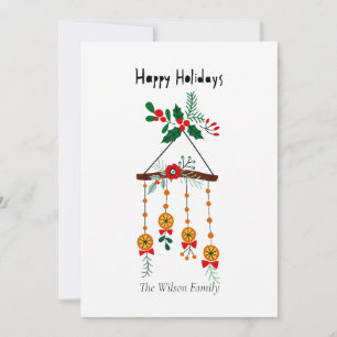 Tarjeta Festiva Móvil Navideño Festivo de Naranja y Acebo
