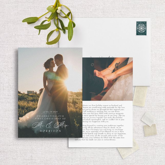 Tarjeta Festiva Mr & Mrs First Christmas Holiday Photo Card (Subido por el creador)