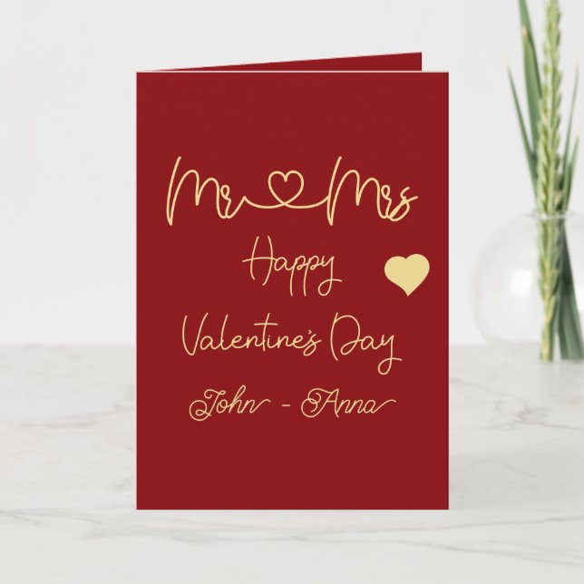 Tarjeta Festiva Mr & Mrs Happy Valentine's Day (Anverso)