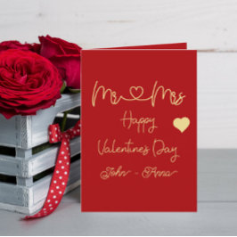 Tarjeta Festiva Mr & Mrs Happy Valentine's Day