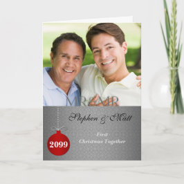 Tarjeta Festiva Mr. y Mr. 1st Navidades Together Silver Photo
