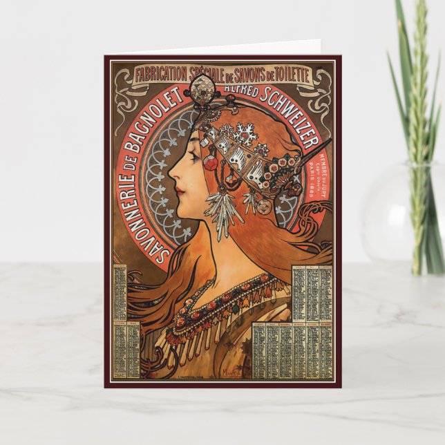 Tarjeta Festiva Mucha - Art Nouveau (Anverso)