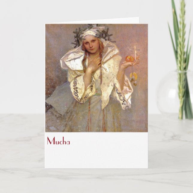 Tarjeta Festiva Mucha, Christams en América (Anverso)