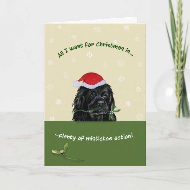 Tarjeta Festiva Mucha Mistletoe (Anverso)
