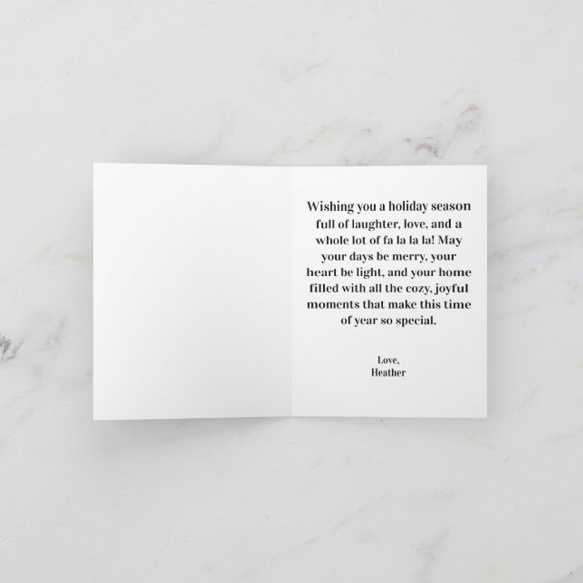 Tarjeta Festiva Mucho Fa La La La Sucede en este Momento (Interior)