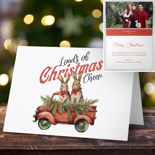 Tarjeta Festiva Muchos Navidades saludan a los conejos en Camión R (Subido por el creador)