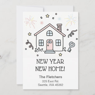 Tarjeta Festiva Mudable Año Nuevo Mudanza de Casa 
