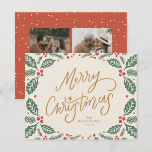 Tarjeta Festiva Muérdago Navideño con Letra Caprichosa