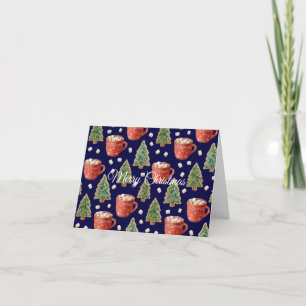 Tarjeta Festiva Mugs De Cacao Caliente Y Galletas De Árboles De Na