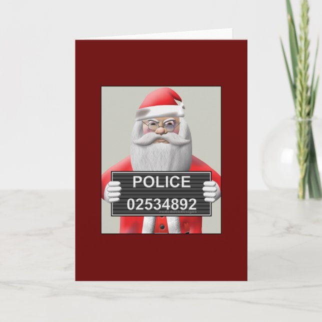 Tarjeta Festiva Mugshot - Papá Noel (Anverso)