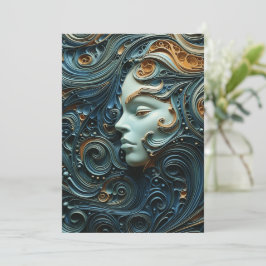 Tarjeta Festiva Mujer a la luz de la luna Arte 3D