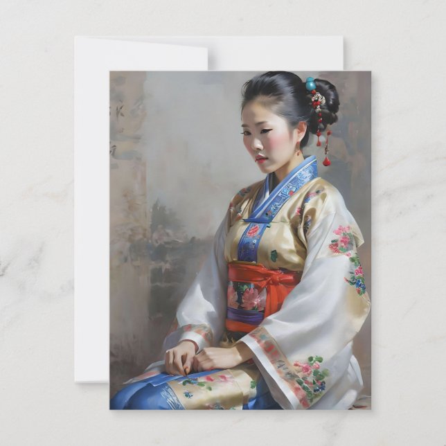 Tarjeta Festiva Mujer china Zhuang E (Anverso)