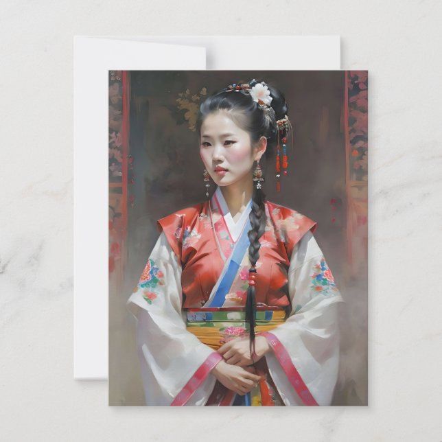 Tarjeta Festiva Mujer china Zhuang K (Anverso)