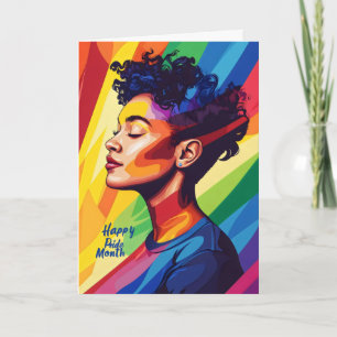 Tarjeta Festiva Mujer Colorida Mes del Orgullo Feliz