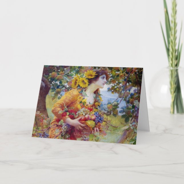 Tarjeta Festiva Mujer con Bounty de verano (Anverso)