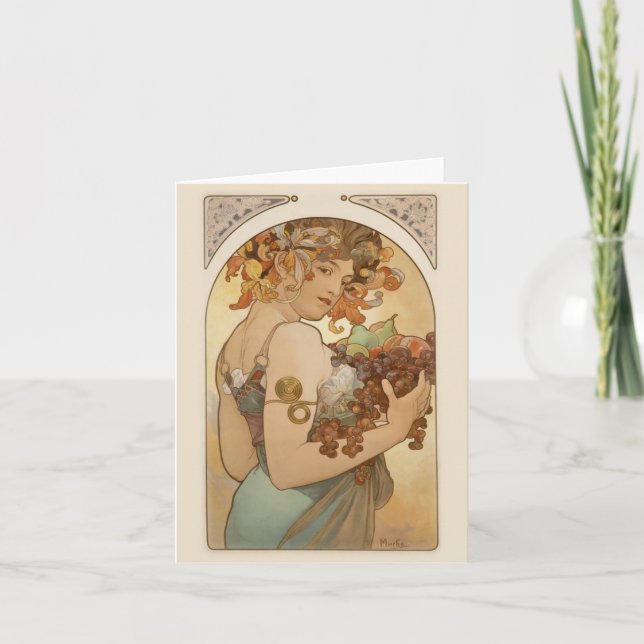 Tarjeta Festiva Mujer con la fruta (Anverso)