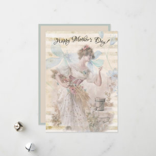 Tarjeta Festiva Mujer de fantasía con problemas reuniendo grano de