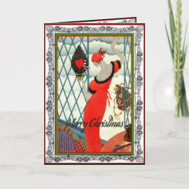 Tarjeta Festiva Mujer en rojo
