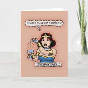 Tarjeta Festiva Mujer estúpida - El hígado es malo