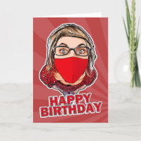 Mujer feliz cumpleaños en la máscara facial de Cor