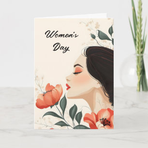 Tarjeta Festiva Mujer Flor Día de la Mujer Delicado