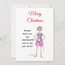 Tarjeta Festiva Mujer guerrera exige entregar un boceto de chocola
