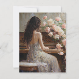 Tarjeta Festiva Mujer jugando piano