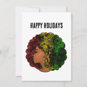 Tarjeta Festiva Mujer negra rasta afro rojo amarillo verde 