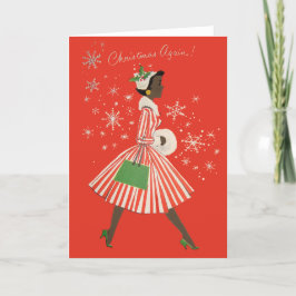 Tarjeta Festiva Mujer Negra Retro