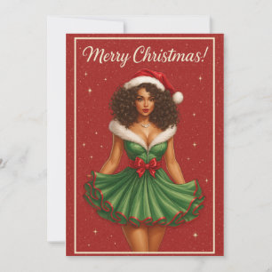 Tarjeta Festiva Mujer Negra Santa Belleza de Cabello Rizado