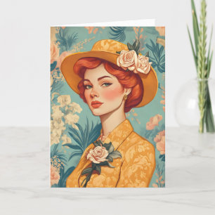 Tarjeta Festiva Mujer Retro Lady Vintage