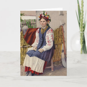 Tarjeta Festiva Mujer ucraniana antigua