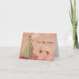 Tarjeta Festiva Mujer ventilado del Día de la Madre con Flor Rosa