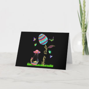 Tarjeta Festiva Mujeres de Pascua Huevo Gato Negro Afortunado Aman