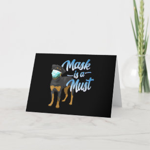 Tarjeta Festiva Mujeres Perro Rottweiler Lindo con Máscara - Usa u