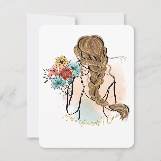 Tarjeta Festiva mujeres positivas chica dejarse crecer (Anverso)