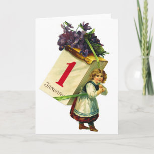 Tarjeta Festiva Mujeres retro ventilado feliz año nuevo Chica