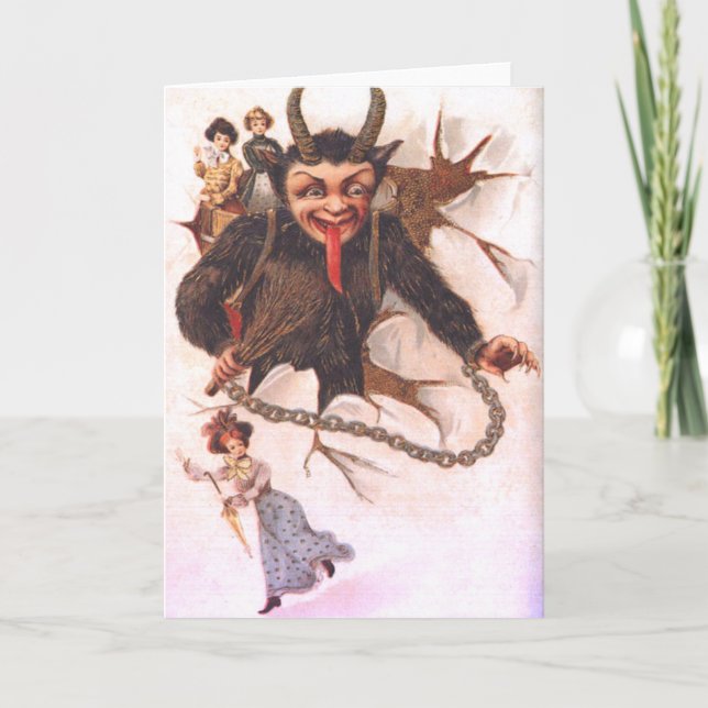 Tarjeta Festiva Mujeres secuestradoras de Krampus (Anverso)