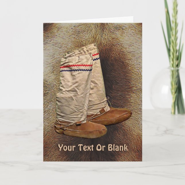 Tarjeta Festiva Mukluks en la piel del caribú (Anverso)