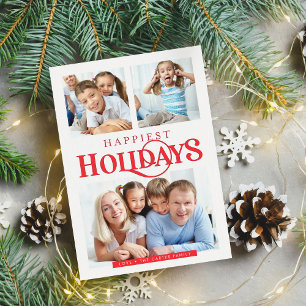 Tarjeta Festiva MULTI FOTO simple moderno Festividades más felices