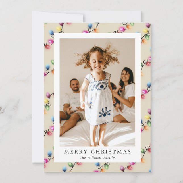 Tarjeta Festiva Multicolored Christmas Lights Photo (Anverso)