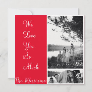 Tarjeta Festiva Multifoto 2 Collage Family Red Holiday Textos