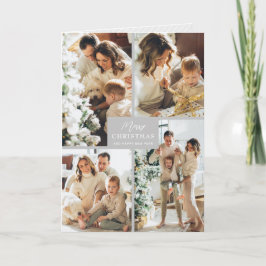 Tarjeta Festiva Multiple Photo Merry Christmas Grey Folded