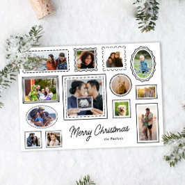 Tarjeta Festiva Múltiples fotos de la pared de la galería en blanc