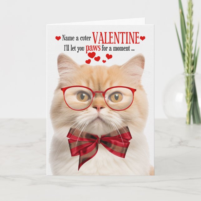 Tarjeta Festiva Munchkin Cat Feline Humor El día de San Valentín (Anverso)
