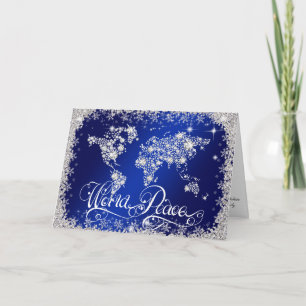 Tarjeta Festiva MUNDO Azul Real: Diamantes de la PAZ PERSONALIZADO