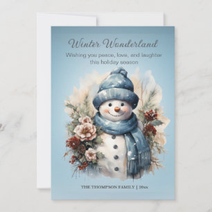 Tarjeta Festiva Mundo de ensueño invernal vibrante Hombre de nieve