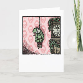 Tarjeta Festiva Muñeca de Elfo Ahorcada - Interior en Blanco Pop G