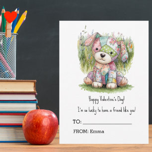 Tarjeta Festiva Muñeca de perro lindo para niños, escuela, día de